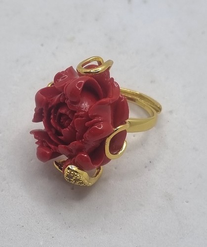 Maxi anello floreale rosso con - floreale,